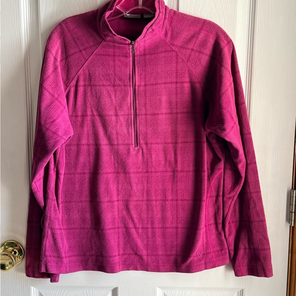Sierra women's plaid half-zip pullover fleece in Fuchsia Size Large